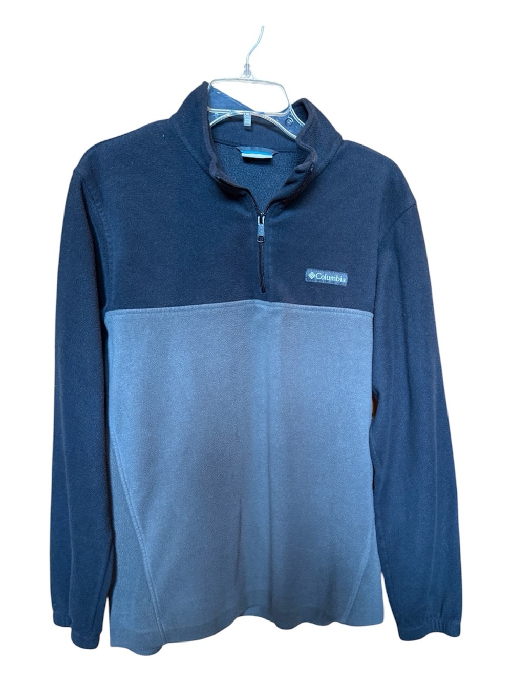 Columbia Men's Two-Tone Navy Blue Quarter-Zip Fleece Pullover size L
